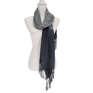 Ombre Rectangle Scarf Gray w/ Tassels